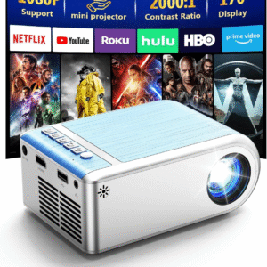 Mini Projector with Wifi and Bluetooth, Outdoor Portable Mini Projector for Iphone Supports 1080P with Built-In Speaker, Movie Projector for Home Theater Compatible with PC/TV Stick/Hdmi (Basic 220)