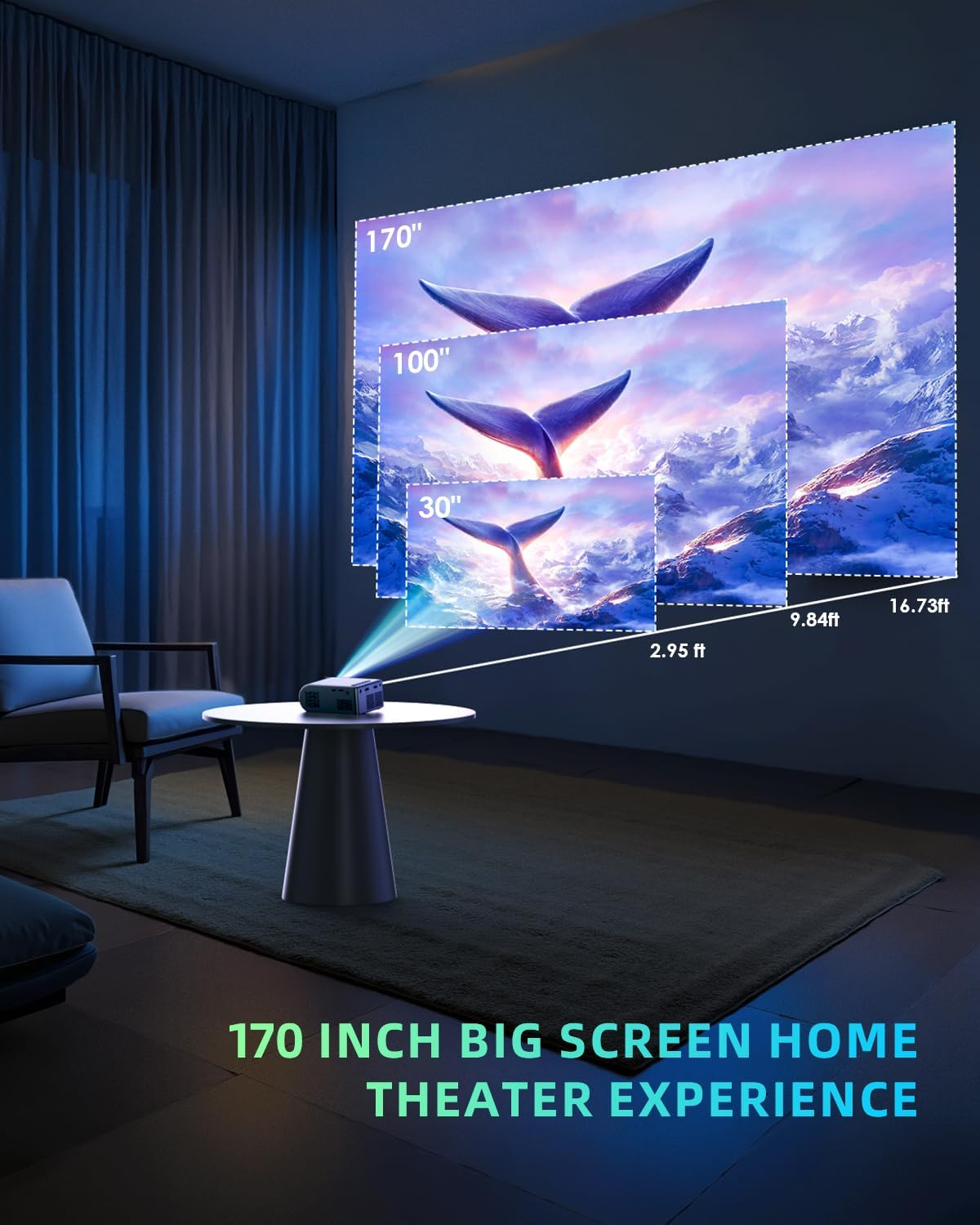 Mini Projector with Wifi and Bluetooth, Outdoor Portable Mini Projector for Iphone Supports 1080P with Built-In Speaker, Movie Projector for Home Theater Compatible with PC/TV Stick/Hdmi (Basic 220) - Image 4