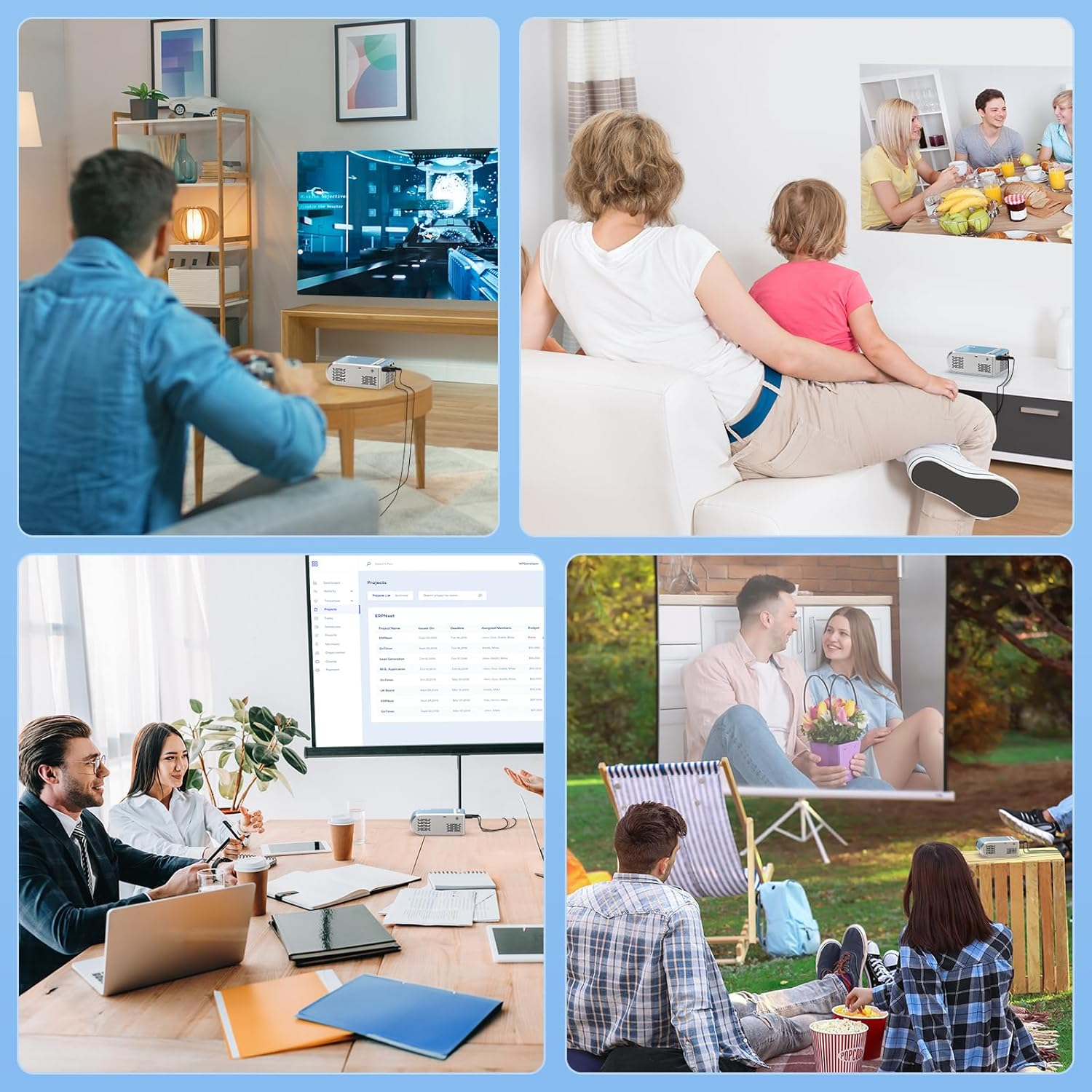 Mini Projector with Wifi and Bluetooth, Outdoor Portable Mini Projector for Iphone Supports 1080P with Built-In Speaker, Movie Projector for Home Theater Compatible with PC/TV Stick/Hdmi (Basic 220) - Image 8