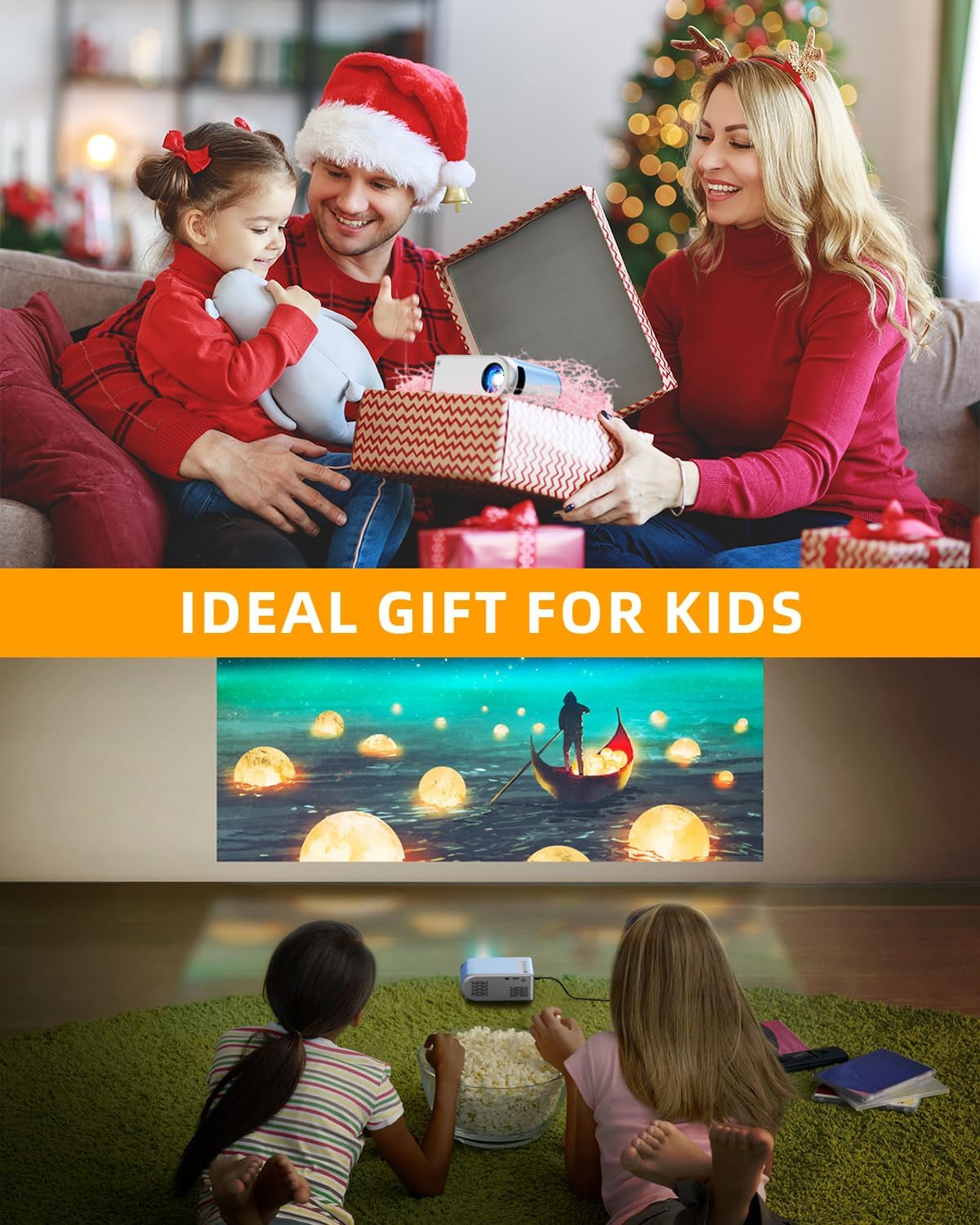 Mini Projector with Wifi and Bluetooth, Outdoor Portable Mini Projector for Iphone Supports 1080P with Built-In Speaker, Movie Projector for Home Theater Compatible with PC/TV Stick/Hdmi (Basic 220) - Image 3