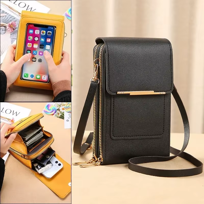 Fashionable Touch Screen Lock Cell Phone Bag for Women - Crossbody Shoulder Bag with Card Holder - Image 2