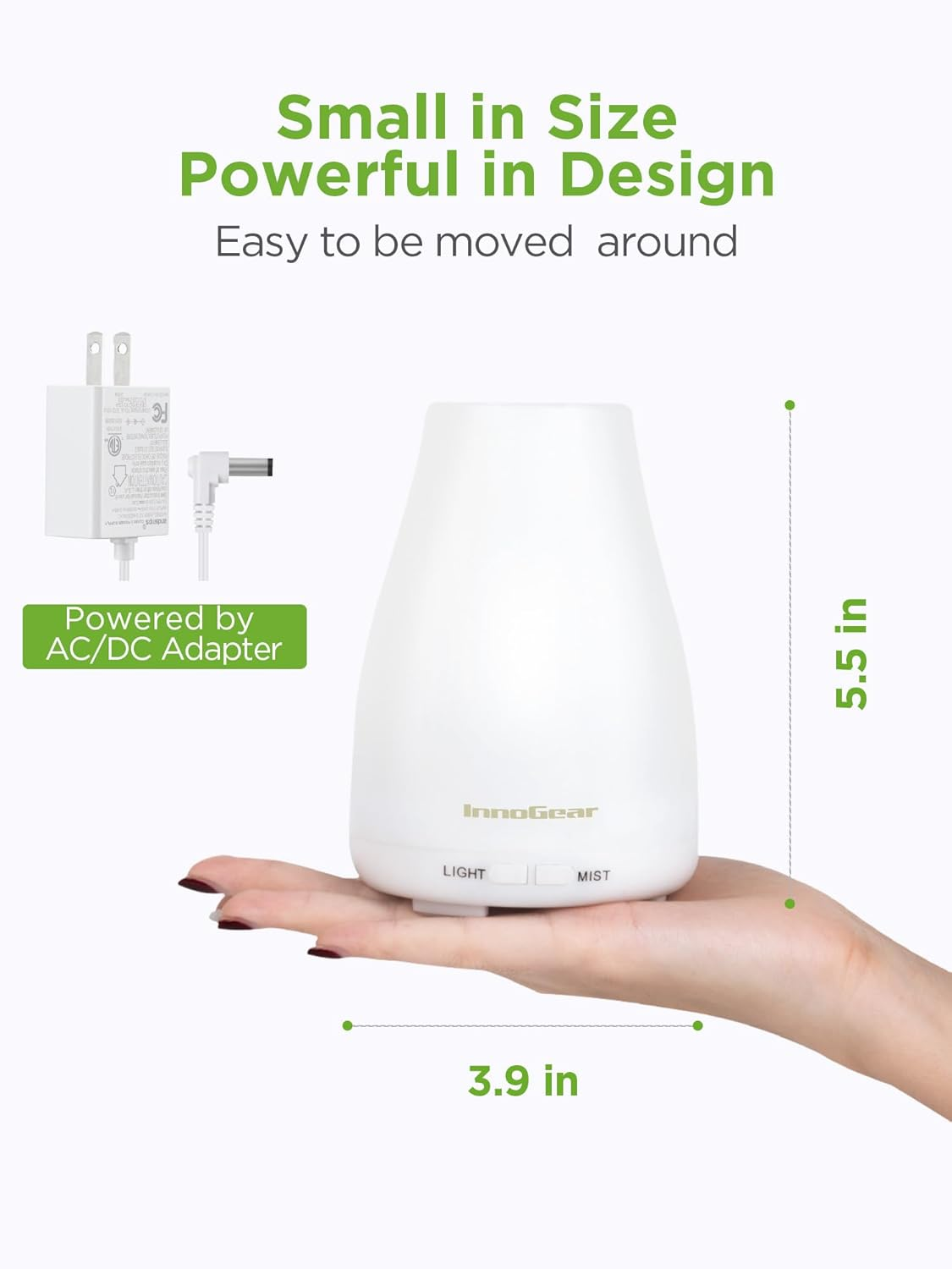 Essential Oil Diffuser, Upgraded Diffusers for Essential Oils Aromatherapy Diffuser Cool Mist Humidifier with 7 Colors Lights 2 Mist Mode Waterless Auto off for Home Office Room, Basic White - Image 2