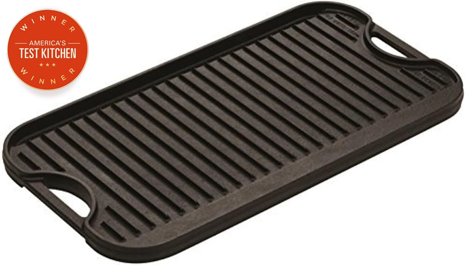 Pre-Seasoned Cast Iron Reversible Grill/Griddle with Handles, 20 Inch X 10.5 Inch - Image 2