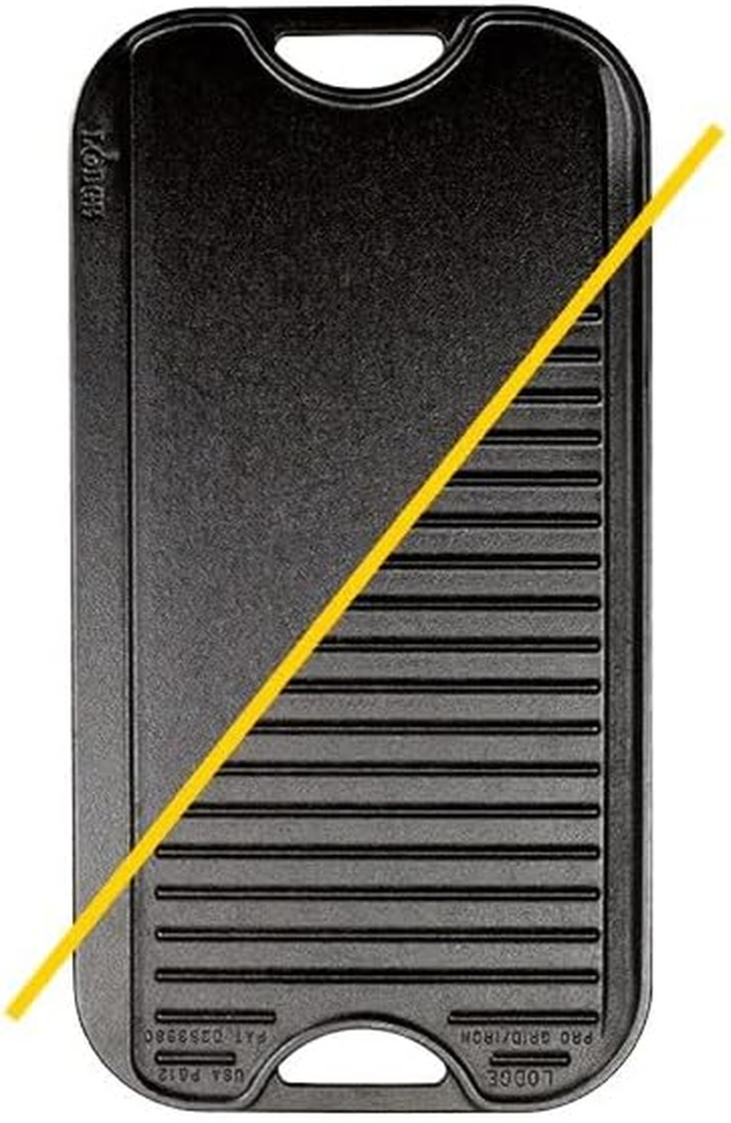 Pre-Seasoned Cast Iron Reversible Grill/Griddle with Handles, 20 Inch X 10.5 Inch - Image 5